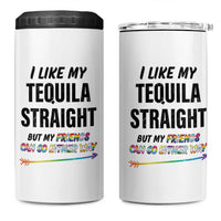LGBTQ Rainbow Pride Ally 4 in 1 Can Cooler Tumbler I Like My Whiskey Straight But My Friends Can Go Either Way Whiskey Drinking Joke