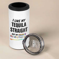 LGBTQ Rainbow Pride Ally 4 in 1 Can Cooler Tumbler I Like My Whiskey Straight But My Friends Can Go Either Way Whiskey Drinking Joke