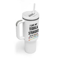 LGBTQ Rainbow Pride Ally Tumbler With Handle I Like My Whiskey Straight But My Friends Can Go Either Way Whiskey Drinking Joke