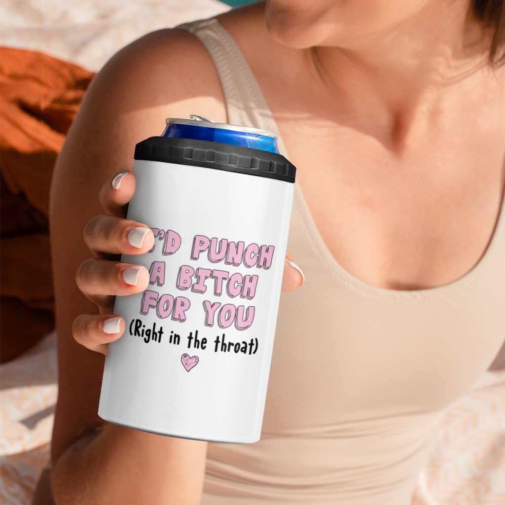 Funny Gifts for Mom BFF 4 in 1 Can Cooler Tumbler Id Punch A Bitch For You - Wonder Print Shop