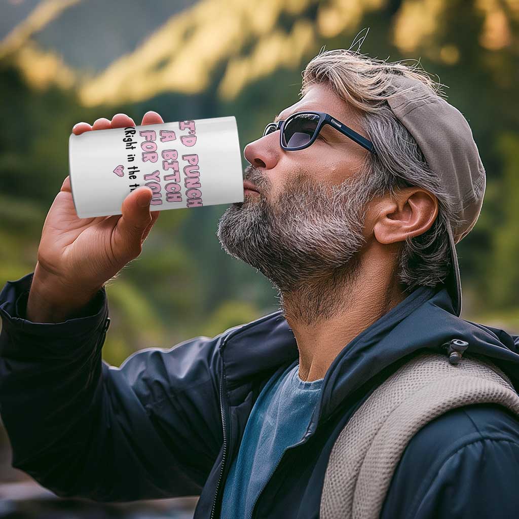 Funny Gifts for Mom BFF 4 in 1 Can Cooler Tumbler Id Punch A Bitch For You - Wonder Print Shop