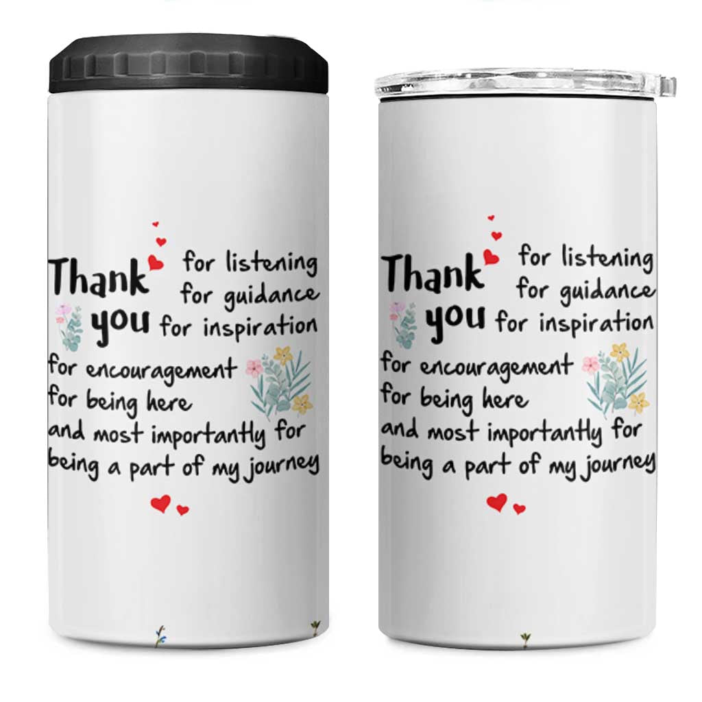 Appreciation Gifts 4 in 1 Can Cooler Tumbler Flower Thank You Being A Part Of My Journey