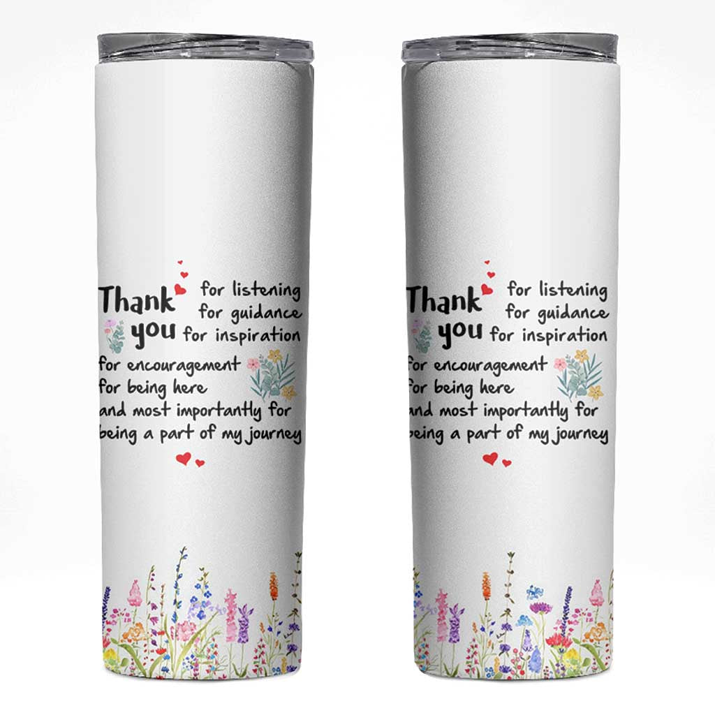 Appreciation Gifts Skinny Tumbler Flower Thank You Being A Part Of My Journey