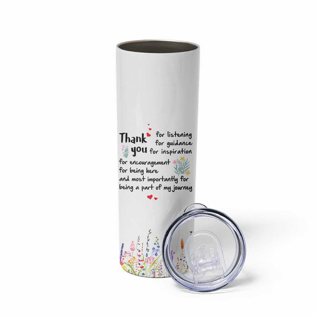Appreciation Gifts Skinny Tumbler Flower Thank You Being A Part Of My Journey
