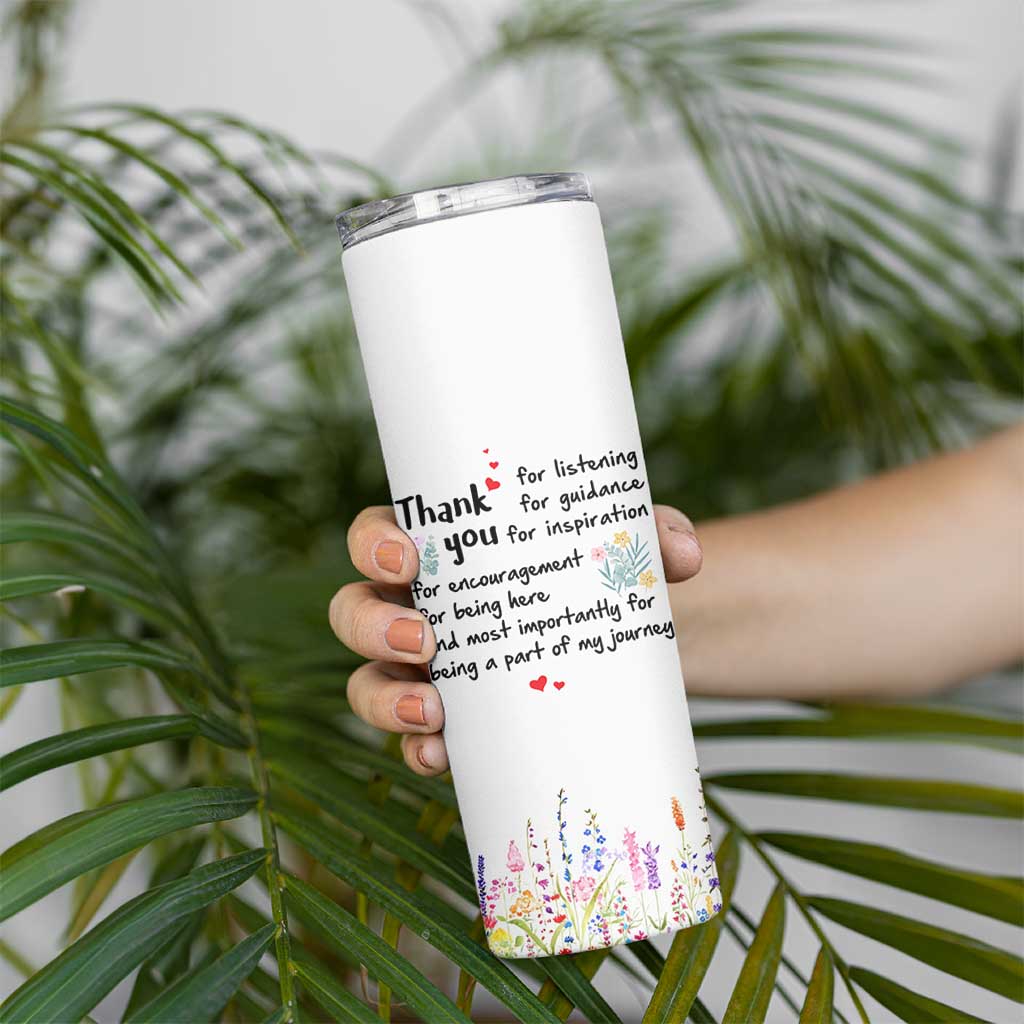 Appreciation Gifts Skinny Tumbler Flower Thank You Being A Part Of My Journey