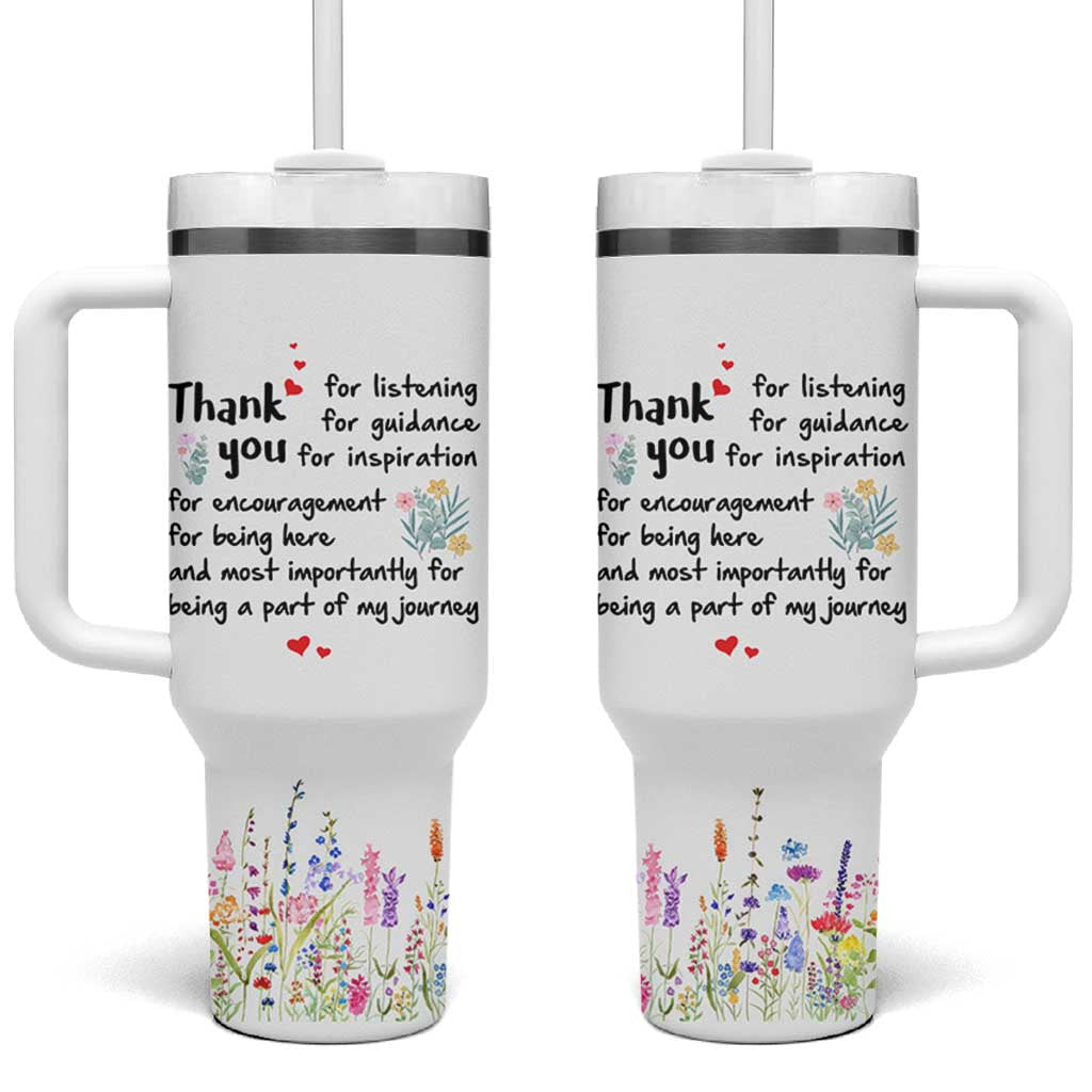 Appreciation Gifts Tumbler With Handle Flower Thank You Being A Part Of My Journey