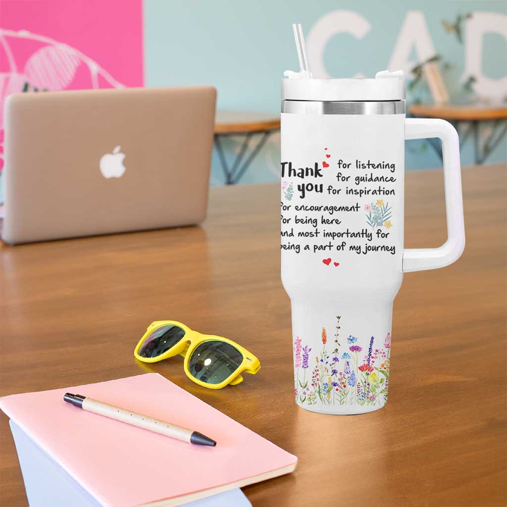 Appreciation Gifts Tumbler With Handle Flower Thank You Being A Part Of My Journey