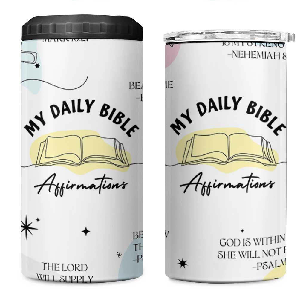 Daily Bible Affirmations 4 in 1 Can Cooler Tumbler Christian Mental Health Encouraging Gift