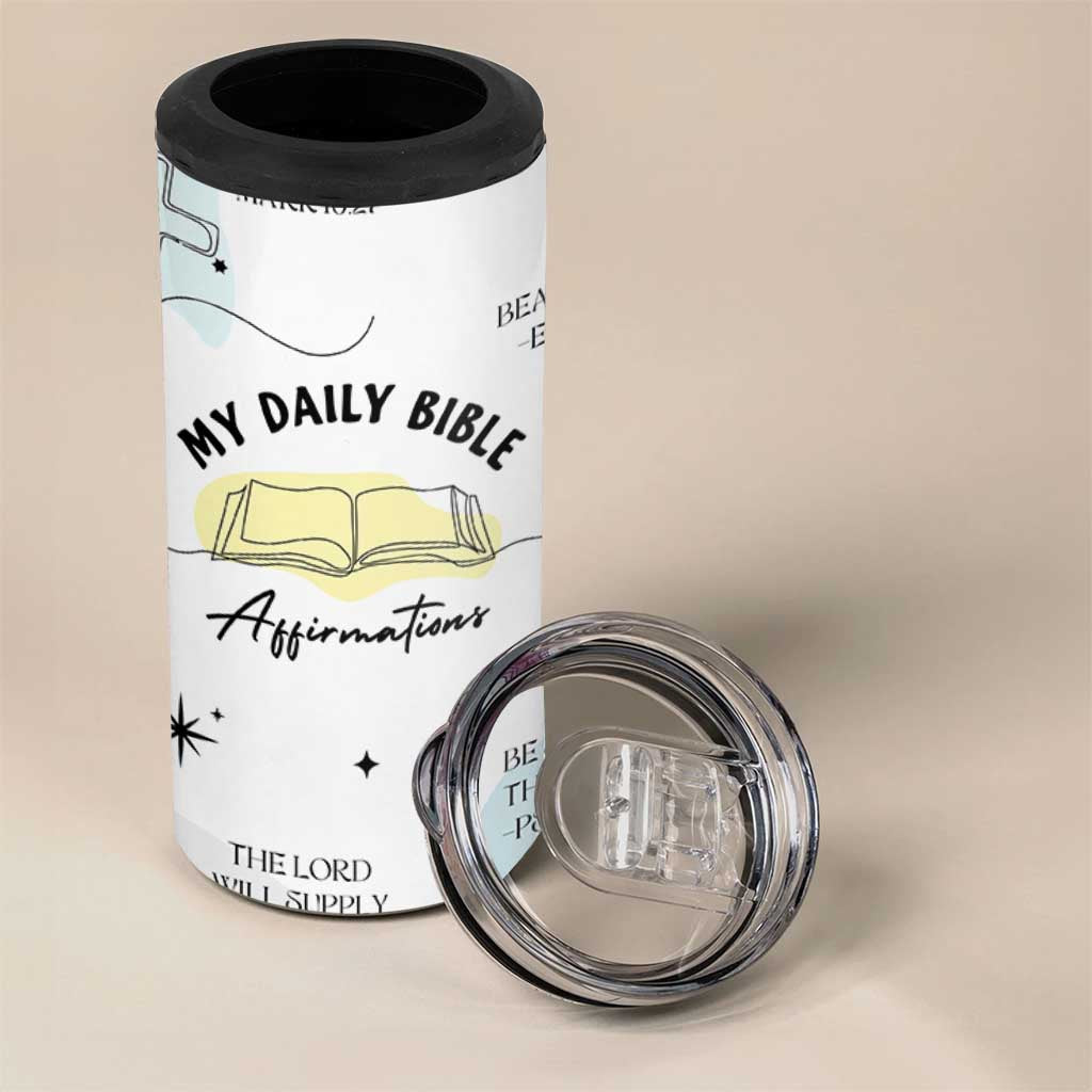 Daily Bible Affirmations 4 in 1 Can Cooler Tumbler Christian Mental Health Encouraging Gift