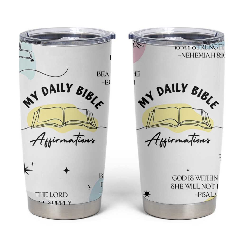 Daily Bible Affirmations Tumbler Cup Christian Mental Health Encouraging Gift