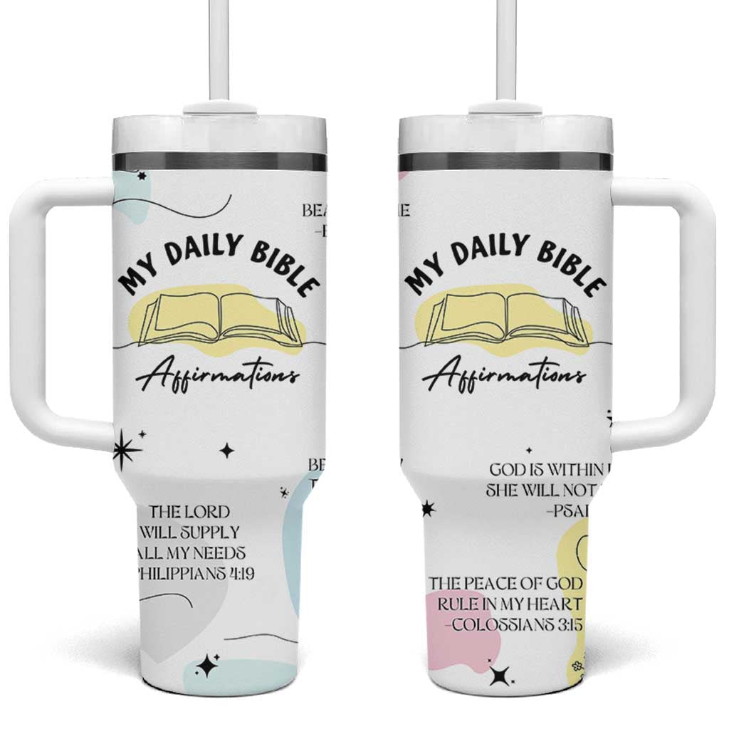 Daily Bible Affirmations Tumbler With Handle Christian Mental Health Encouraging Gift