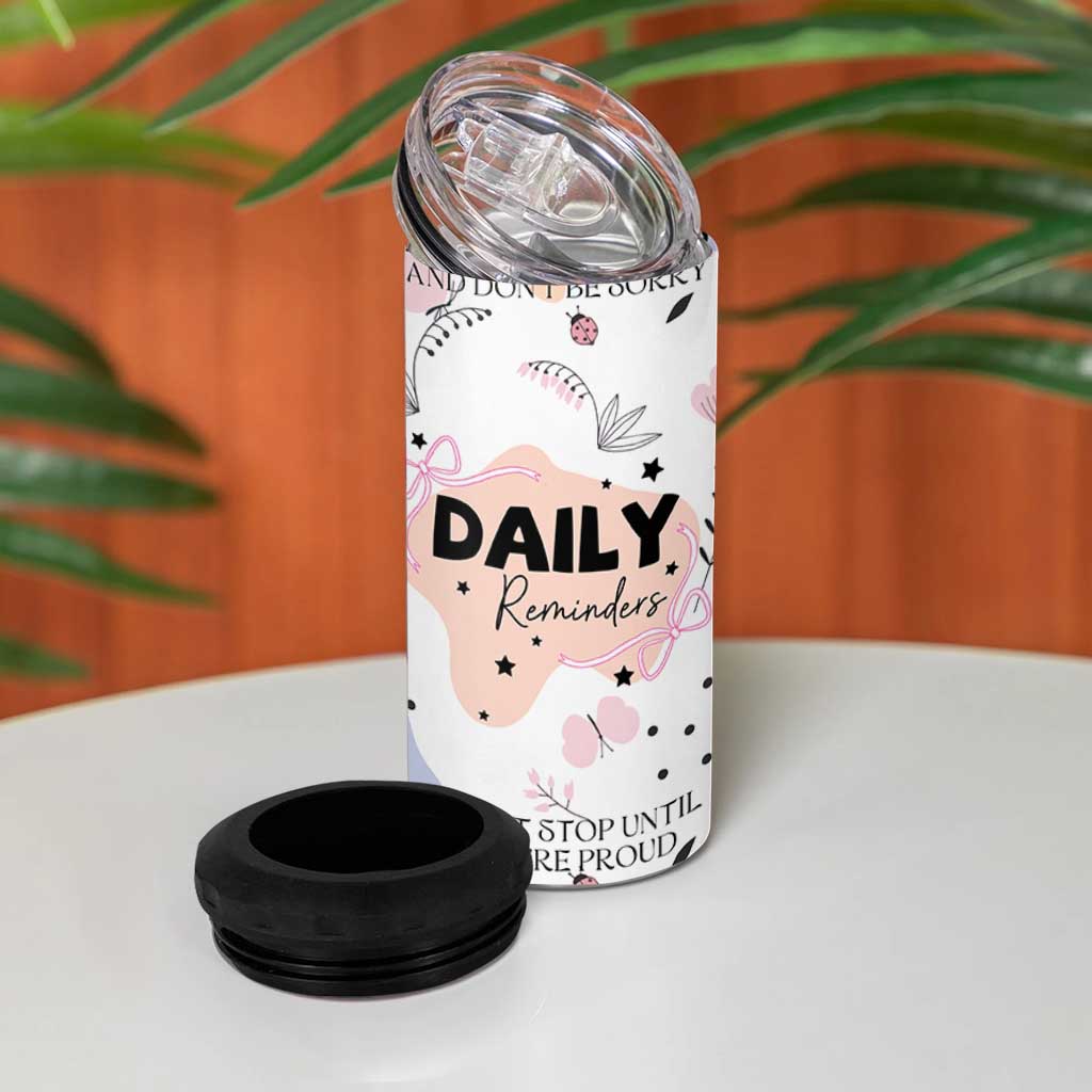Daily Reminders 4 in 1 Can Cooler Tumbler Self Care Mental Health Positive Daily Affirmations Gifts