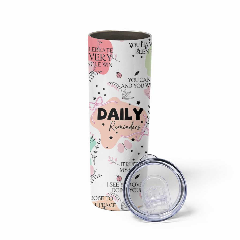 Daily Reminders Skinny Tumbler Self Care Mental Health Positive Daily Affirmations Gifts