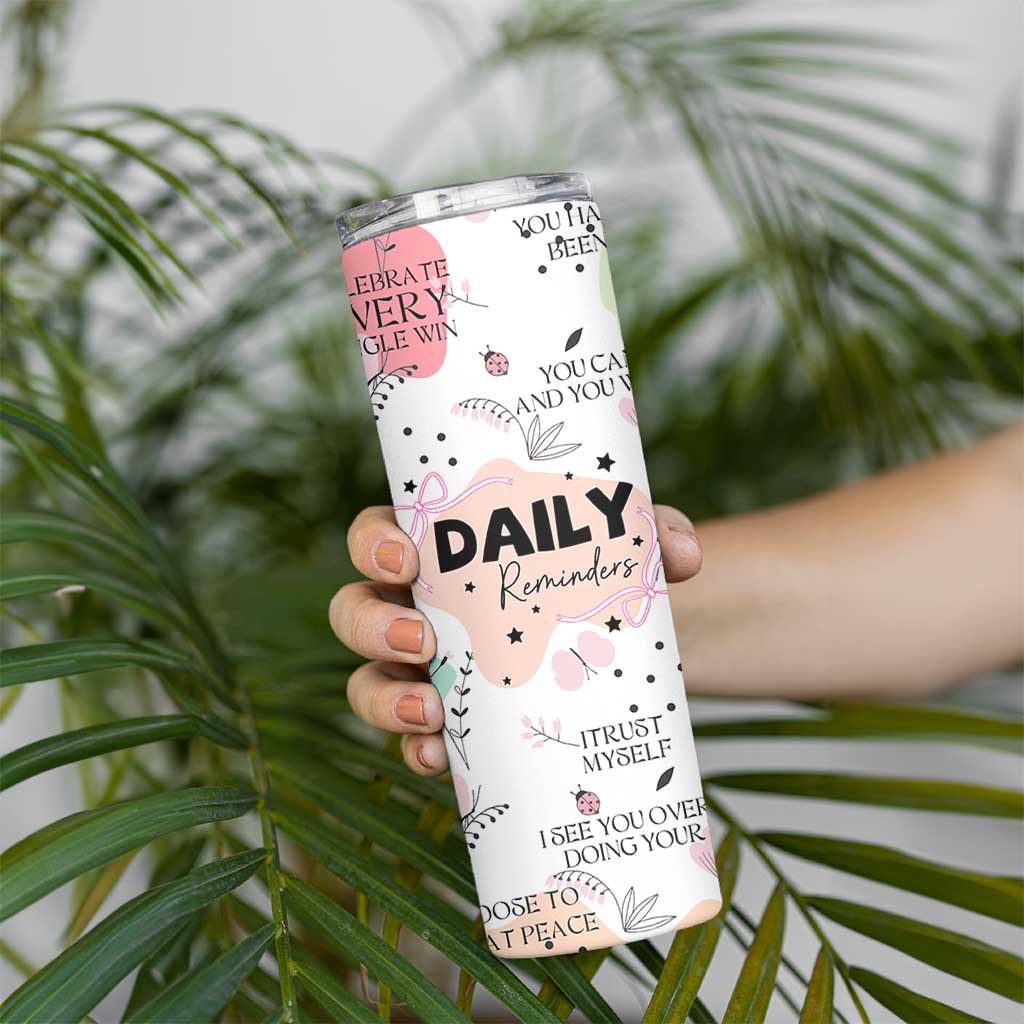 Daily Reminders Skinny Tumbler Self Care Mental Health Positive Daily Affirmations Gifts