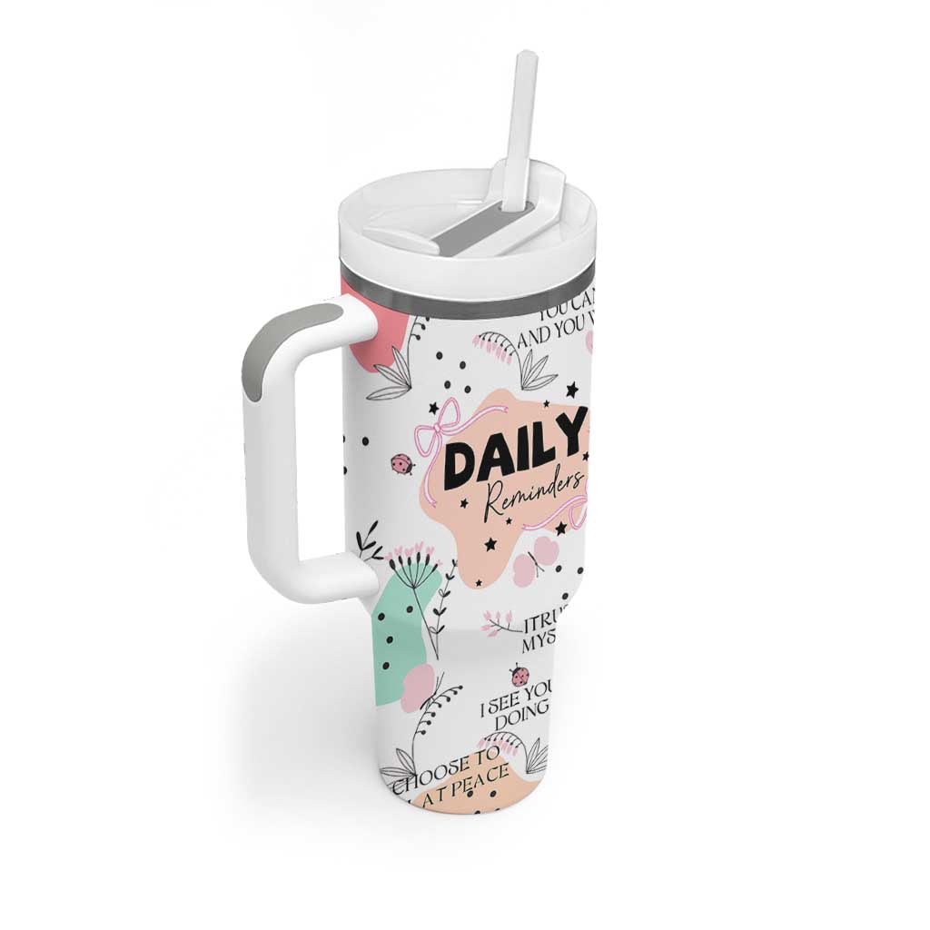 Daily Reminders Tumbler With Handle Self Care Mental Health Positive Daily Affirmations Gifts