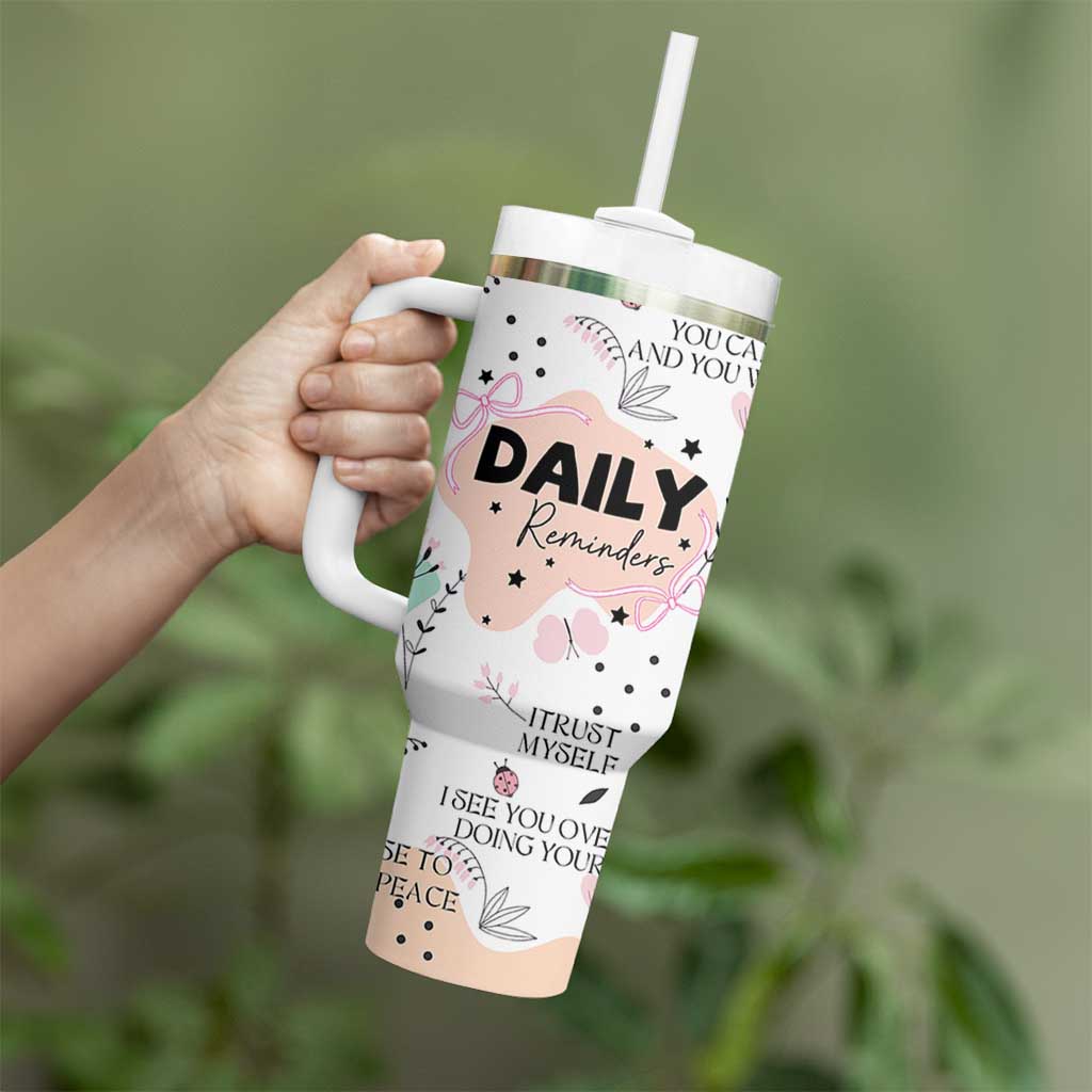 Daily Reminders Tumbler With Handle Self Care Mental Health Positive Daily Affirmations Gifts