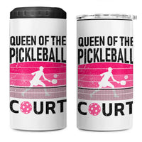 Pickleball Gifts For Women 4 in 1 Can Cooler Tumbler Queen Of The Court Pink Pickle Ball Lovers Player Coach