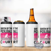 Pickleball Gifts For Women 4 in 1 Can Cooler Tumbler Queen Of The Court Pink Pickle Ball Lovers Player Coach