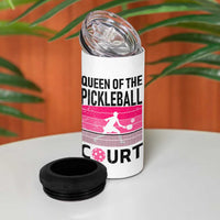 Pickleball Gifts For Women 4 in 1 Can Cooler Tumbler Queen Of The Court Pink Pickle Ball Lovers Player Coach