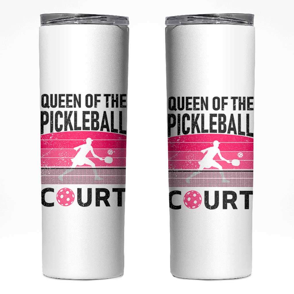 Pickleball Gifts For Women Skinny Tumbler Queen Of The Court Pink Pickle Ball Lovers Player Coach