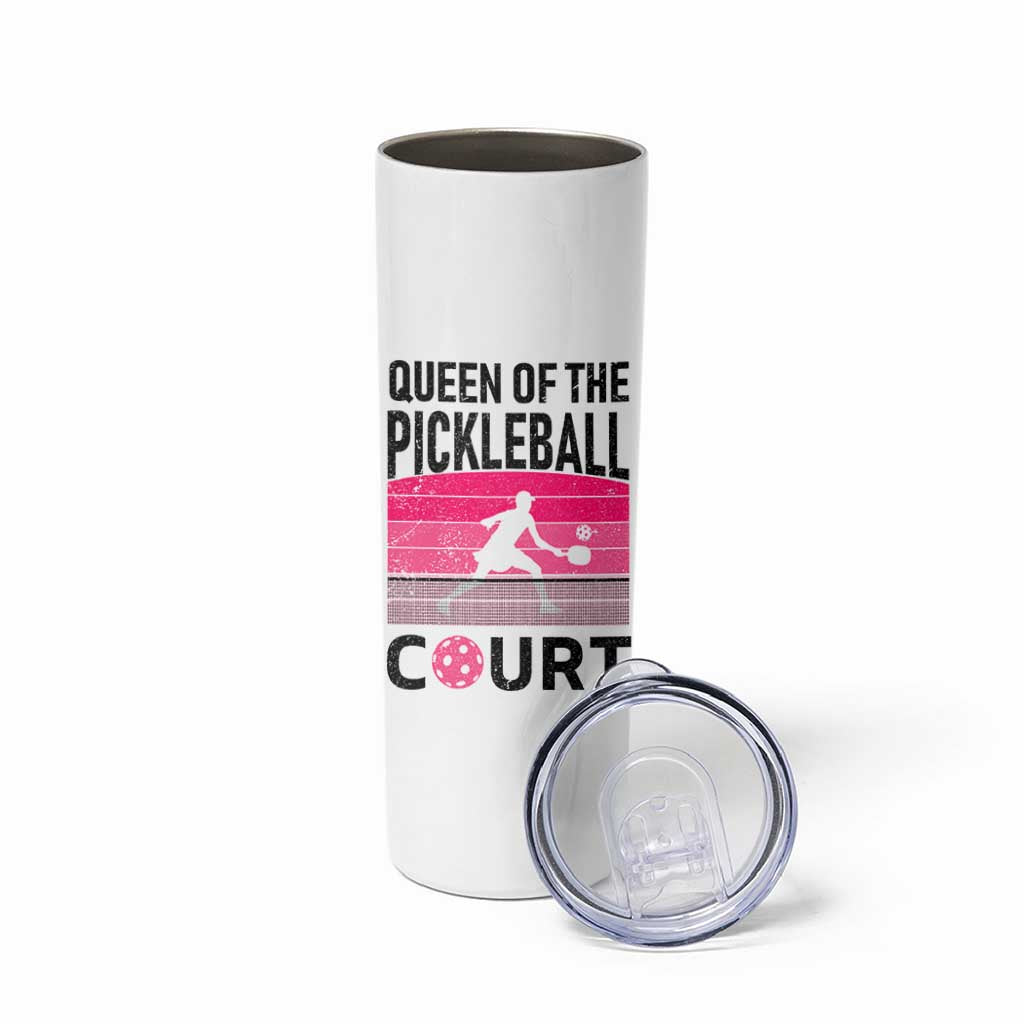 Pickleball Gifts For Women Skinny Tumbler Queen Of The Court Pink Pickle Ball Lovers Player Coach