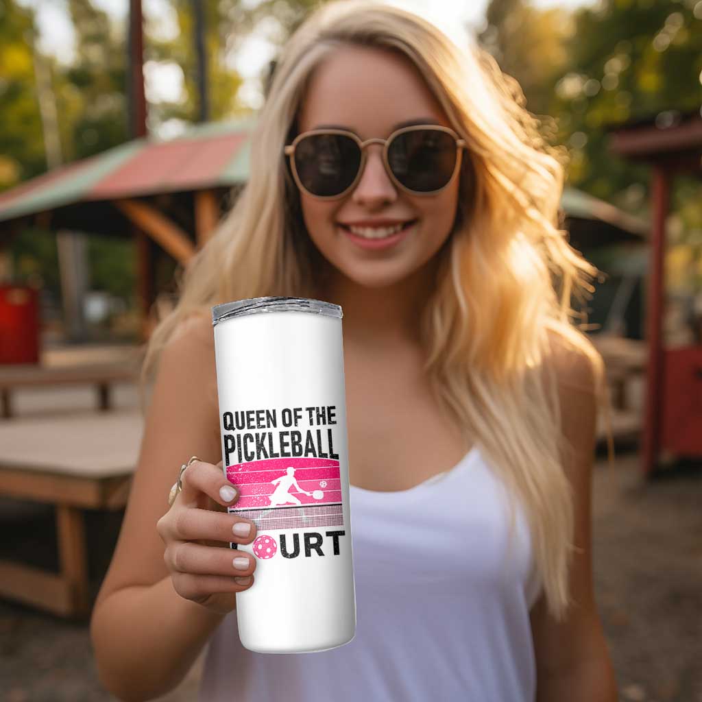 Pickleball Gifts For Women Skinny Tumbler Queen Of The Court Pink Pickle Ball Lovers Player Coach