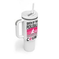 Pickleball Gifts For Women Tumbler With Handle Queen Of The Court Pink Pickle Ball Lovers Player Coach