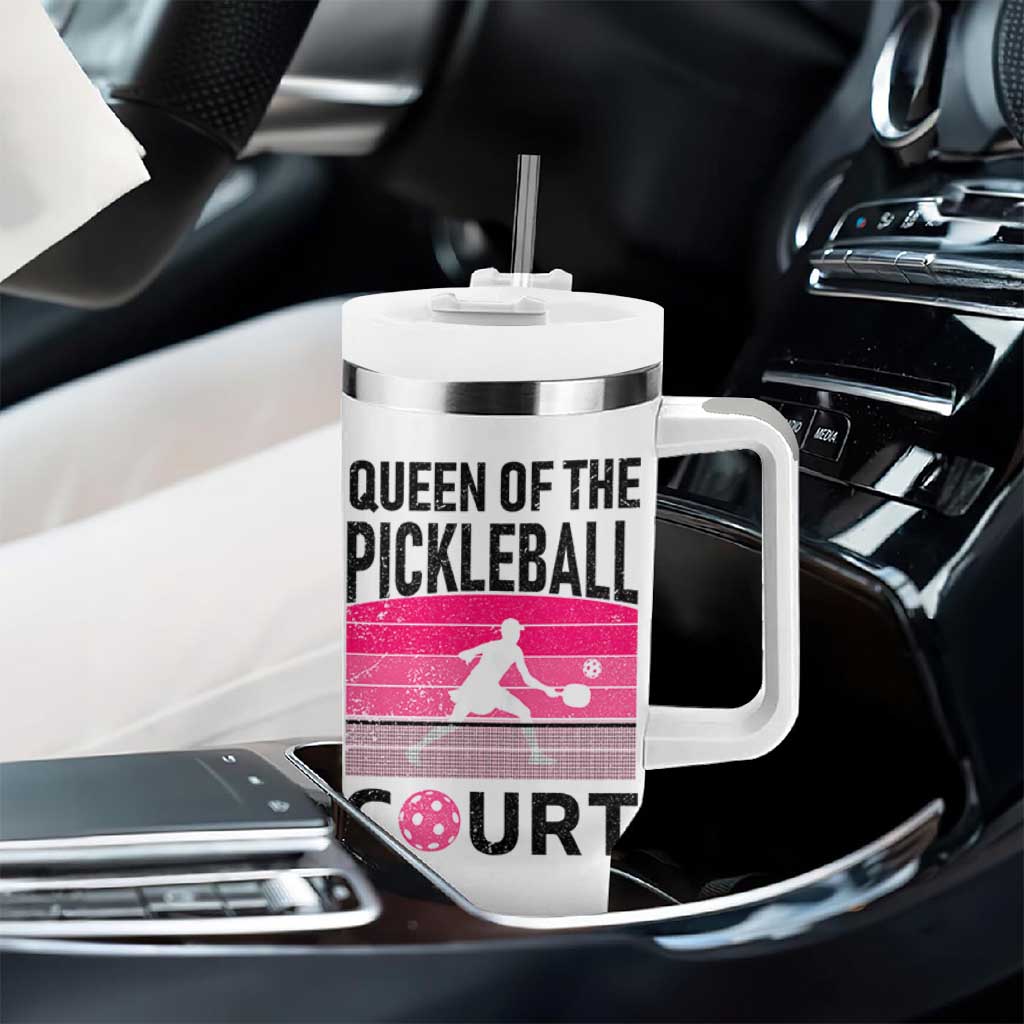 Pickleball Gifts For Women Tumbler With Handle Queen Of The Court Pink Pickle Ball Lovers Player Coach