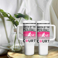 Pickleball Gifts For Women Tumbler With Handle Queen Of The Court Pink Pickle Ball Lovers Player Coach