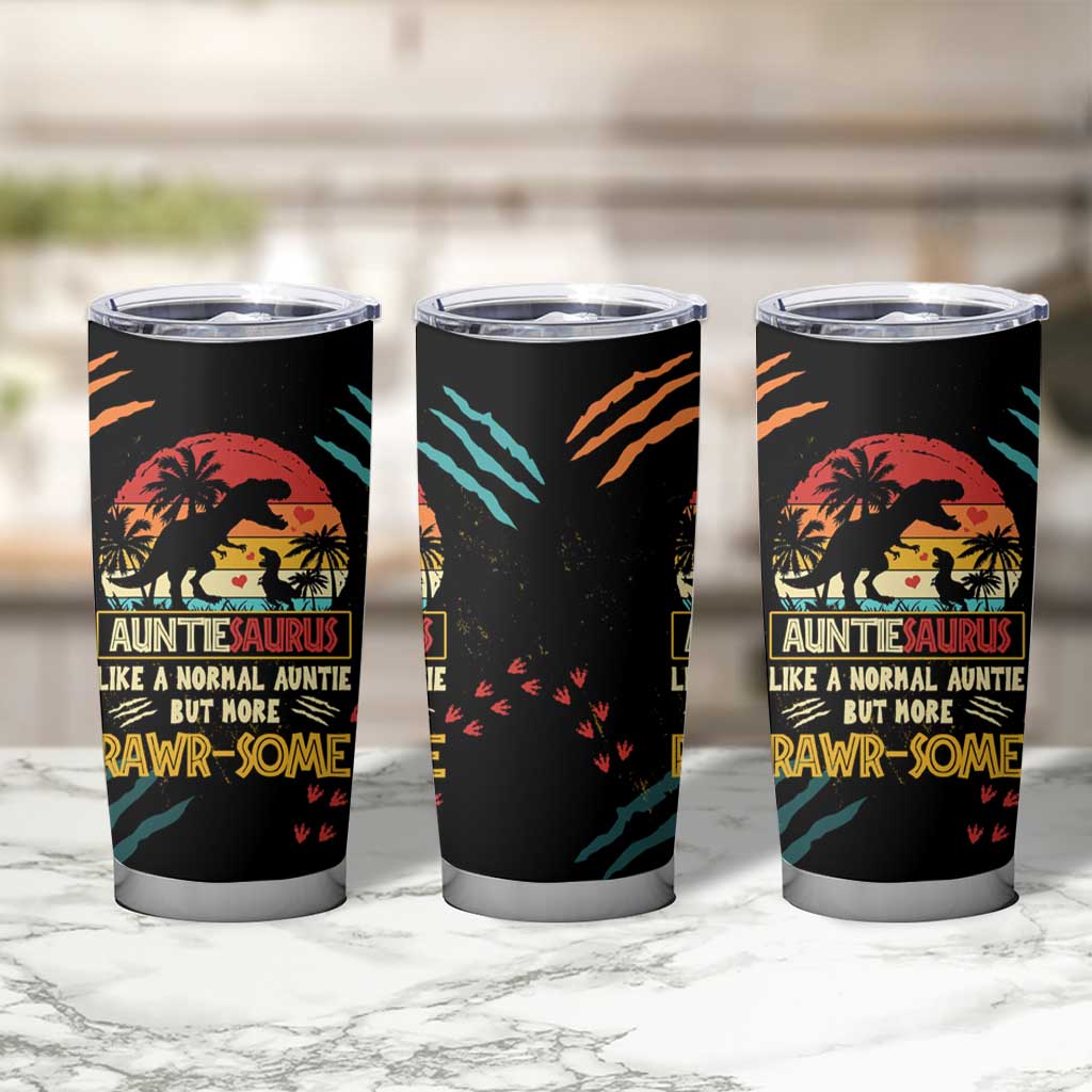 Auntiesaurus Dinosaur Tumbler Cup Auntie Saurus Family Like A Normal Auntie But More Rawr-Some - Wonder Print Shop