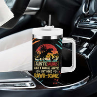 Auntiesaurus Dinosaur Tumbler With Handle Auntie Saurus Family Like A Normal Auntie But More Rawr-Some - Wonder Print Shop