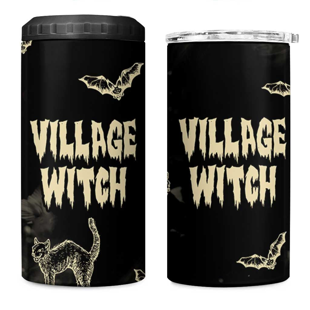 Witch Cat 4 in 1 Can Cooler Tumbler Witchy Vibes Halloween Black Cat Lover Gifts
