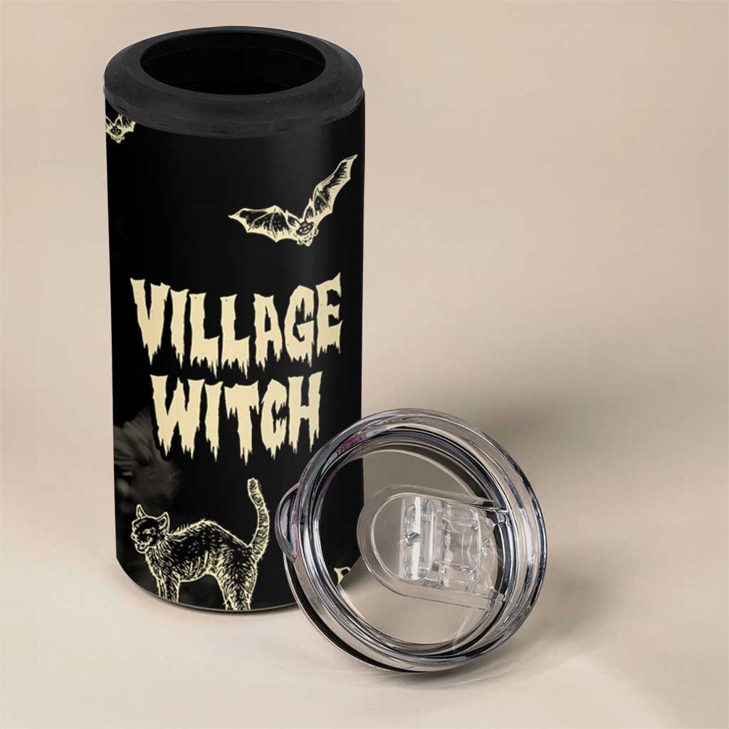 Witch Cat 4 in 1 Can Cooler Tumbler Witchy Vibes Halloween Black Cat Lover Gifts