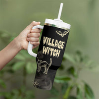 Witch Cat Tumbler With Handle Witchy Vibes Halloween Black Cat Lover Gifts