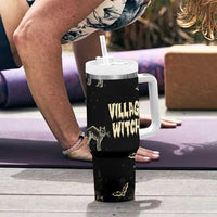 Witch Cat Tumbler With Handle Witchy Vibes Halloween Black Cat Lover Gifts
