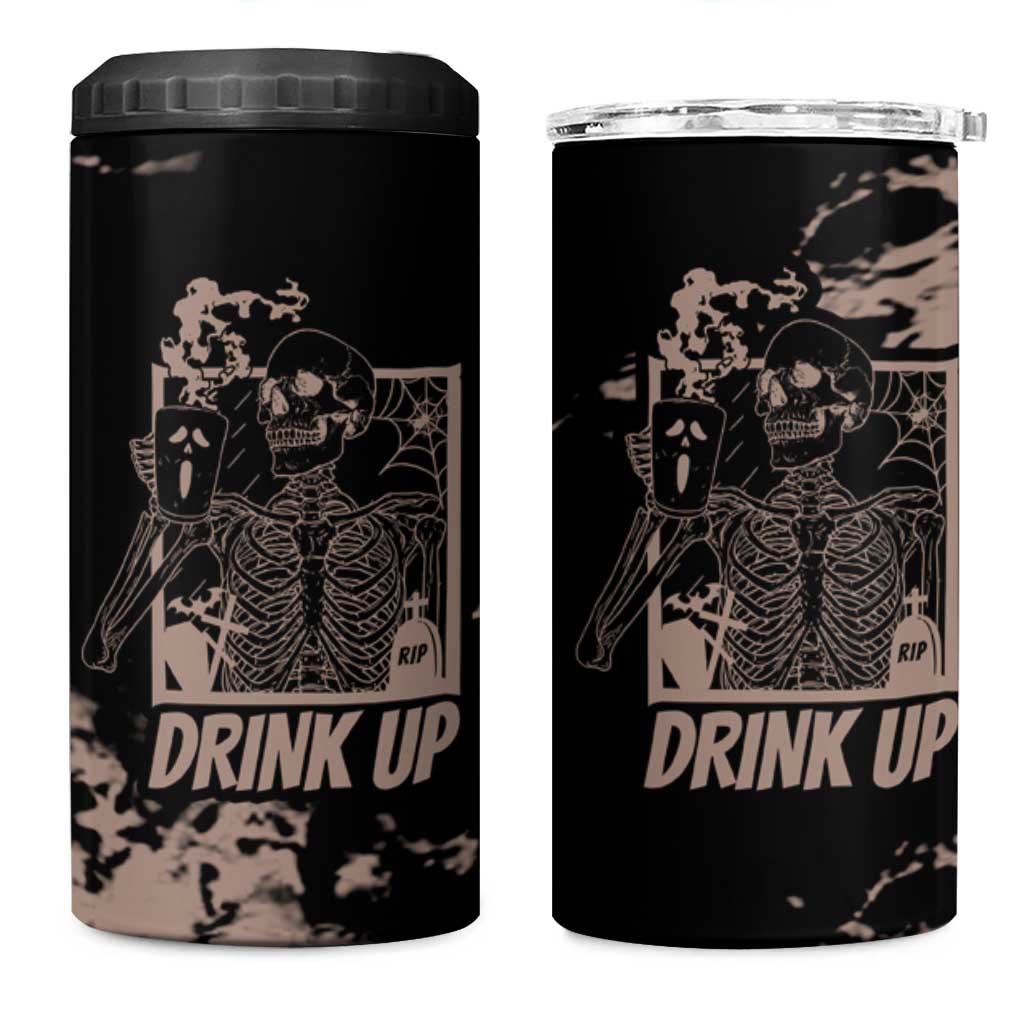 Skeleton Coffee 4 in 1 Can Cooler Tumbler Skull Skeleton Halloween Coffee Lover - Wonder Print Shop