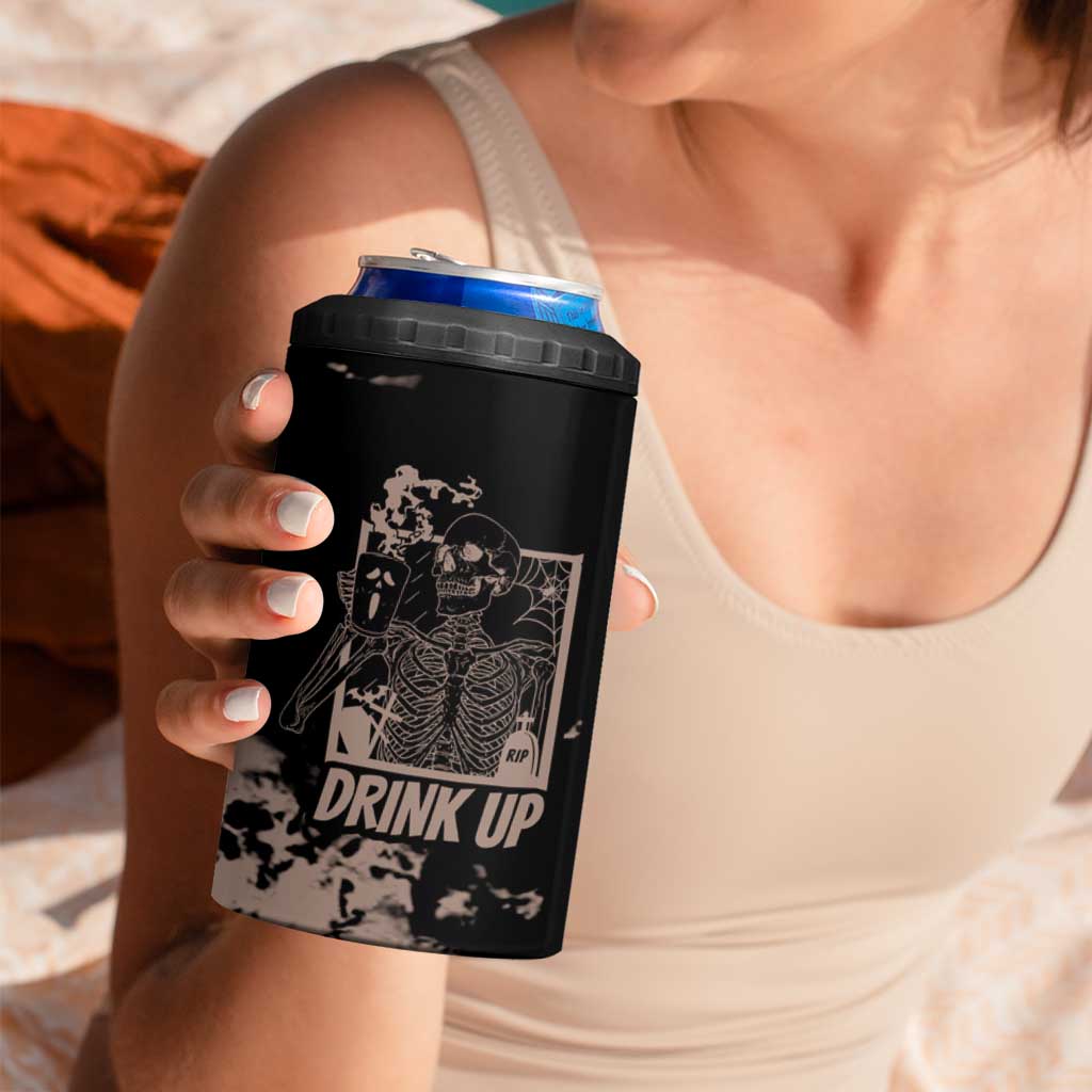 Skeleton Coffee 4 in 1 Can Cooler Tumbler Skull Skeleton Halloween Coffee Lover - Wonder Print Shop