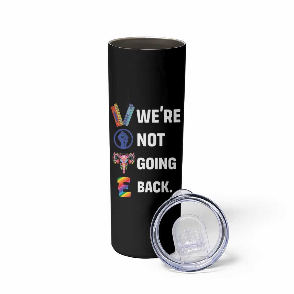 Personalized Harris Walz 2024 Skinny Tumbler Custom Name Were Not Going Back Support Madam President - Wonder Print Shop
