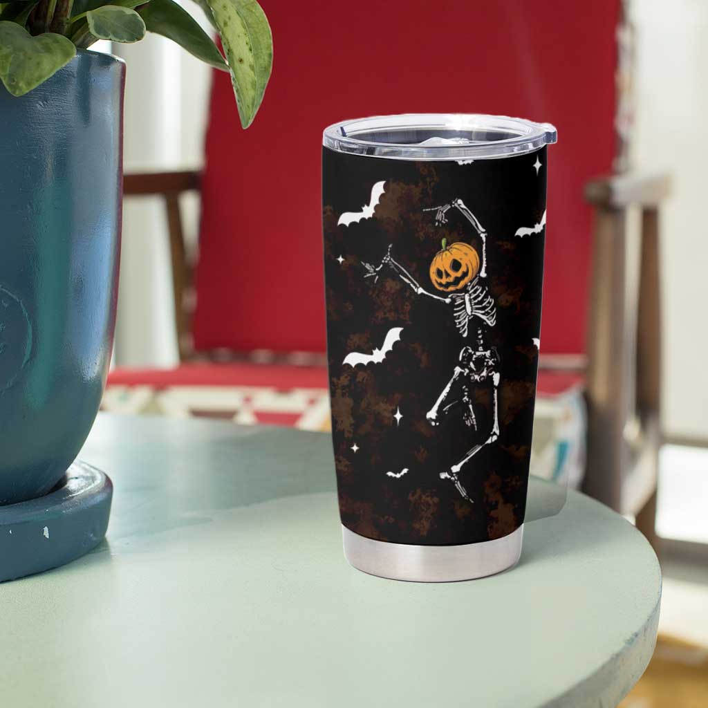 Personalized Halloween Dancing Skeleton Tumbler Cup Custom Name Coffee Lover Spooky Season Gift - Wonder Print Shop