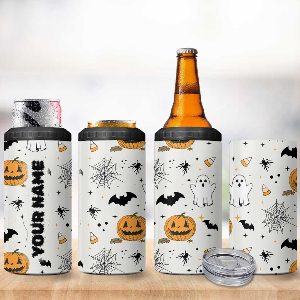 Personalized Cute Boo-Jee 4 in 1 Can Cooler Tumbler Custom Name Halloween Ghost Boujee Pumpkin Fall Cup Spooky Season Gift - Wonder Print Shop