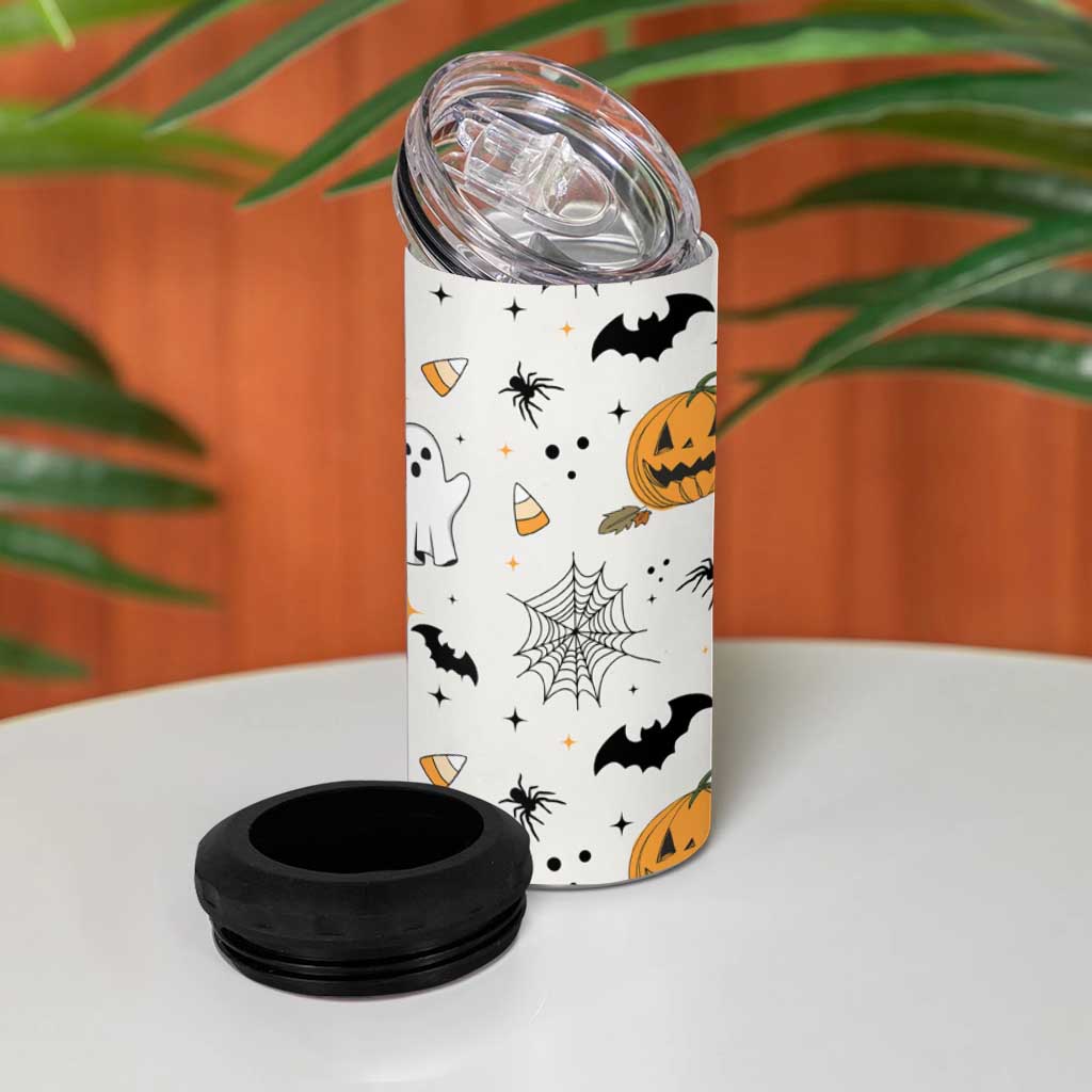Personalized Cute Boo-Jee 4 in 1 Can Cooler Tumbler Custom Name Halloween Ghost Boujee Pumpkin Fall Cup Spooky Season Gift - Wonder Print Shop