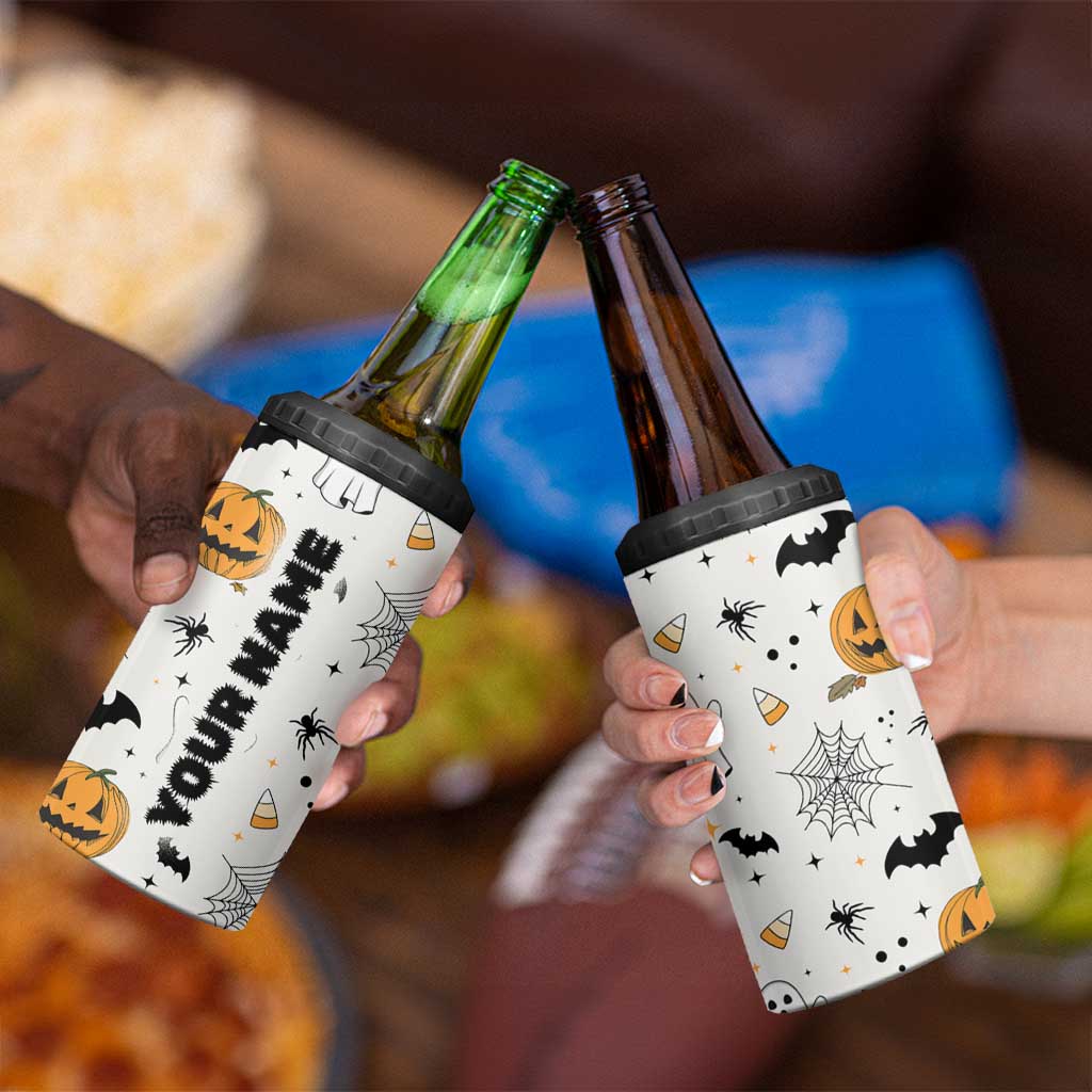 Personalized Cute Boo-Jee 4 in 1 Can Cooler Tumbler Custom Name Halloween Ghost Boujee Pumpkin Fall Cup Spooky Season Gift - Wonder Print Shop