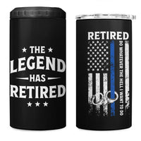 Police Retirement Gift 4 in 1 Can Cooler Tumbler The Legend Has Retired American Flag