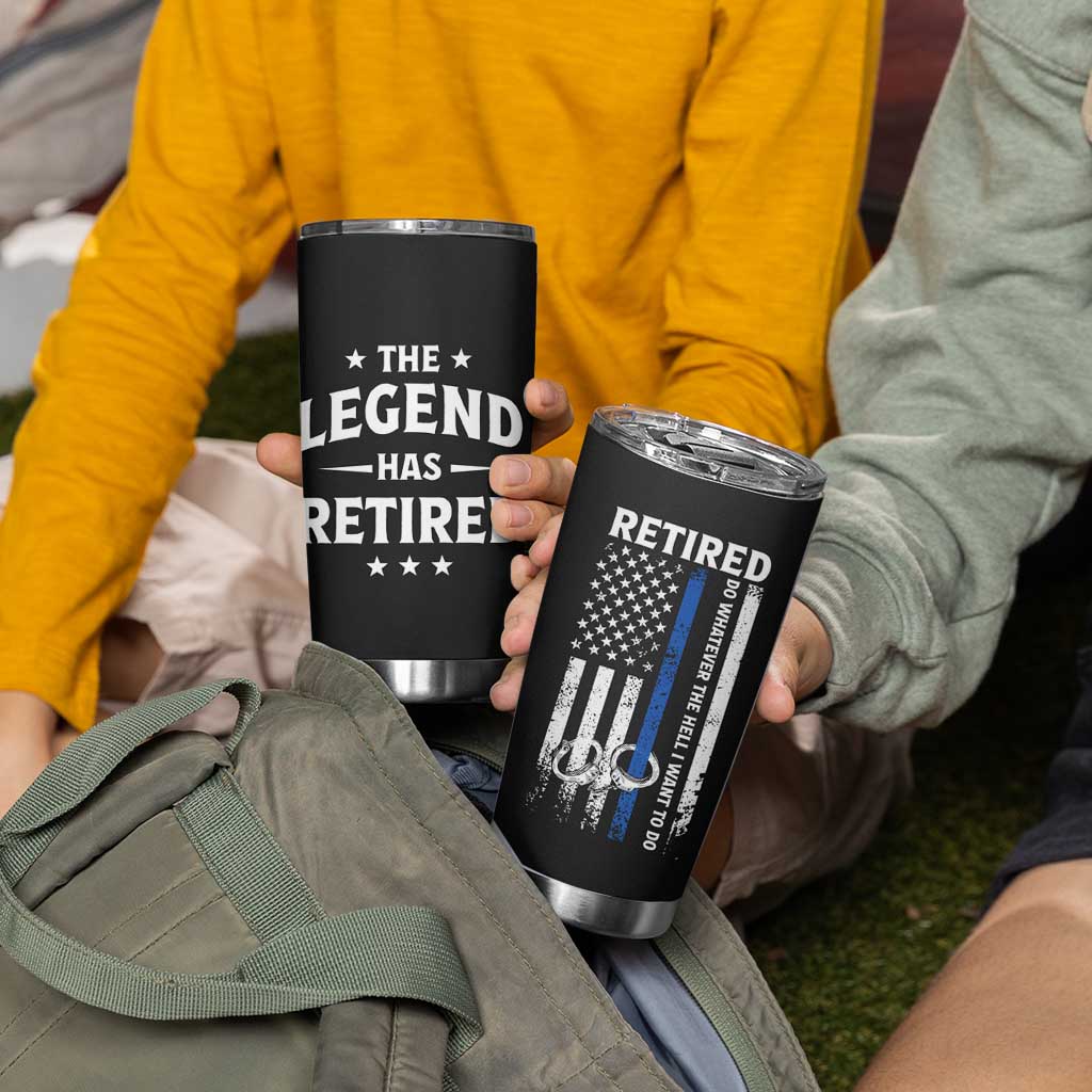 Police Retirement Gift Tumbler Cup The Legend Has Retired American Flag