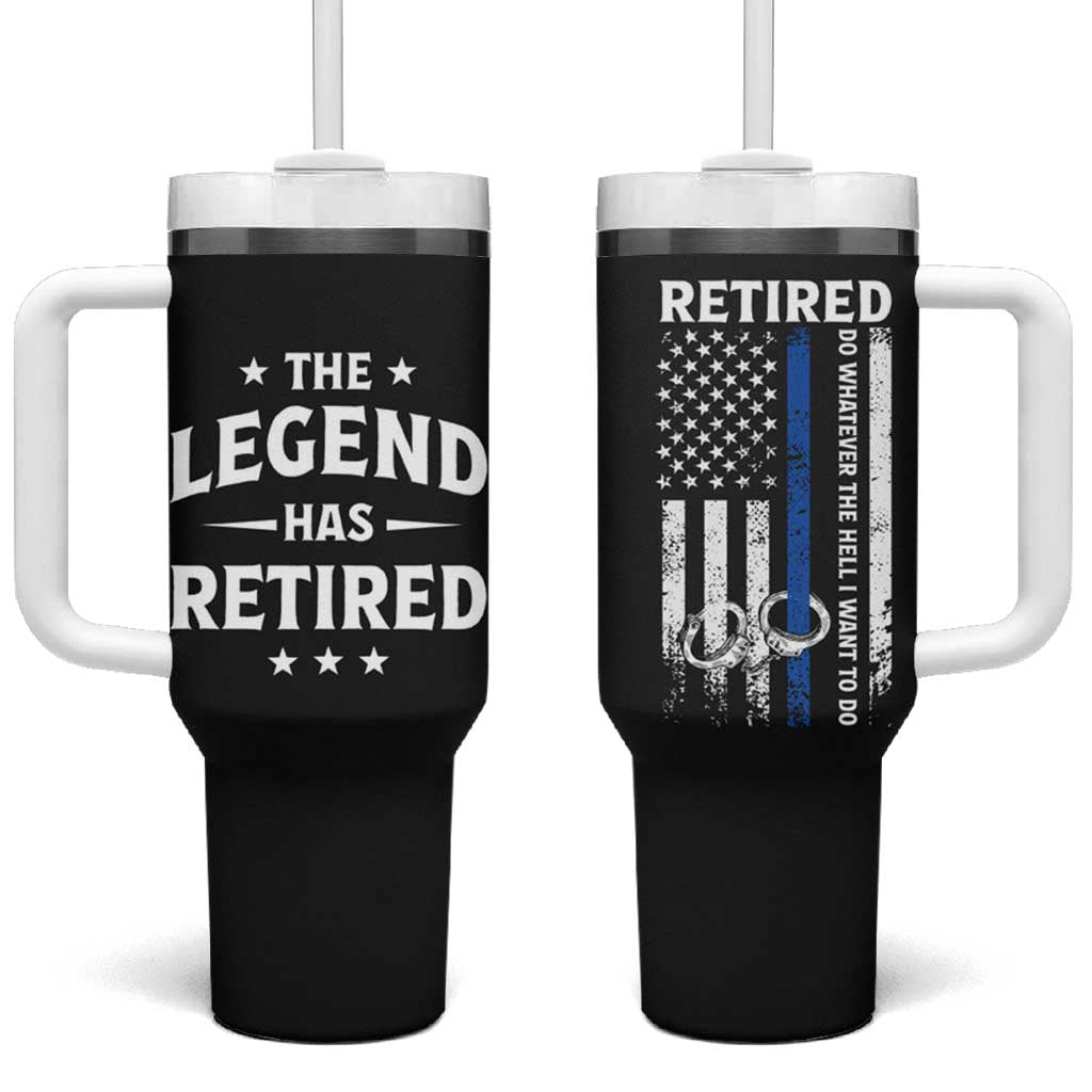 Police Retirement Gift Tumbler With Handle The Legend Has Retired American Flag