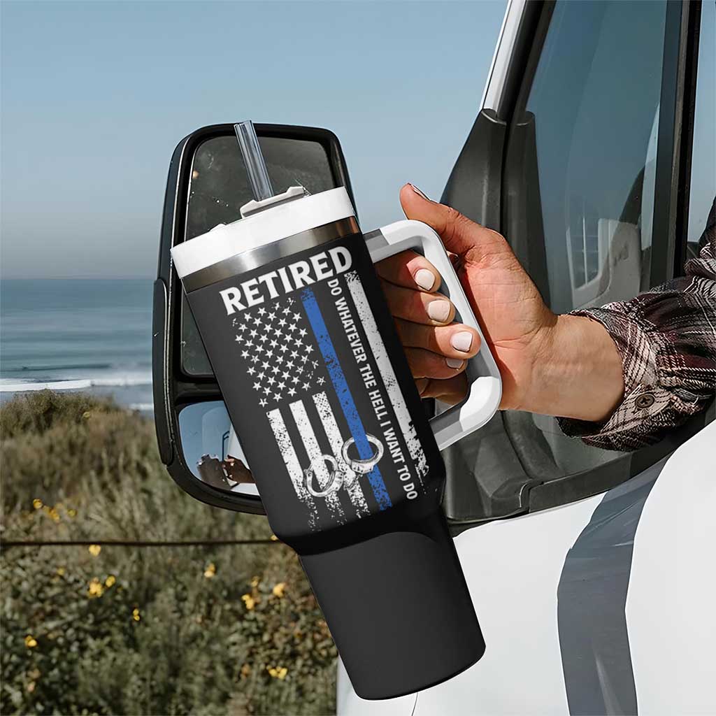 Police Retirement Gift Tumbler With Handle The Legend Has Retired American Flag