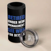 Personalized Retirement Gifts for Husband 4 in 1 Can Cooler Tumbler Custom Name Retired Under New Management See Wife For Details USA Flag