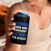 Personalized Retirement Gifts for Husband 4 in 1 Can Cooler Tumbler Custom Name Retired Under New Management See Wife For Details USA Flag