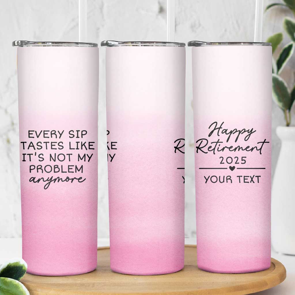 Personalized Retirement Skinny Tumbler Custom Name Officially Retired Gift For Boss Co Worker