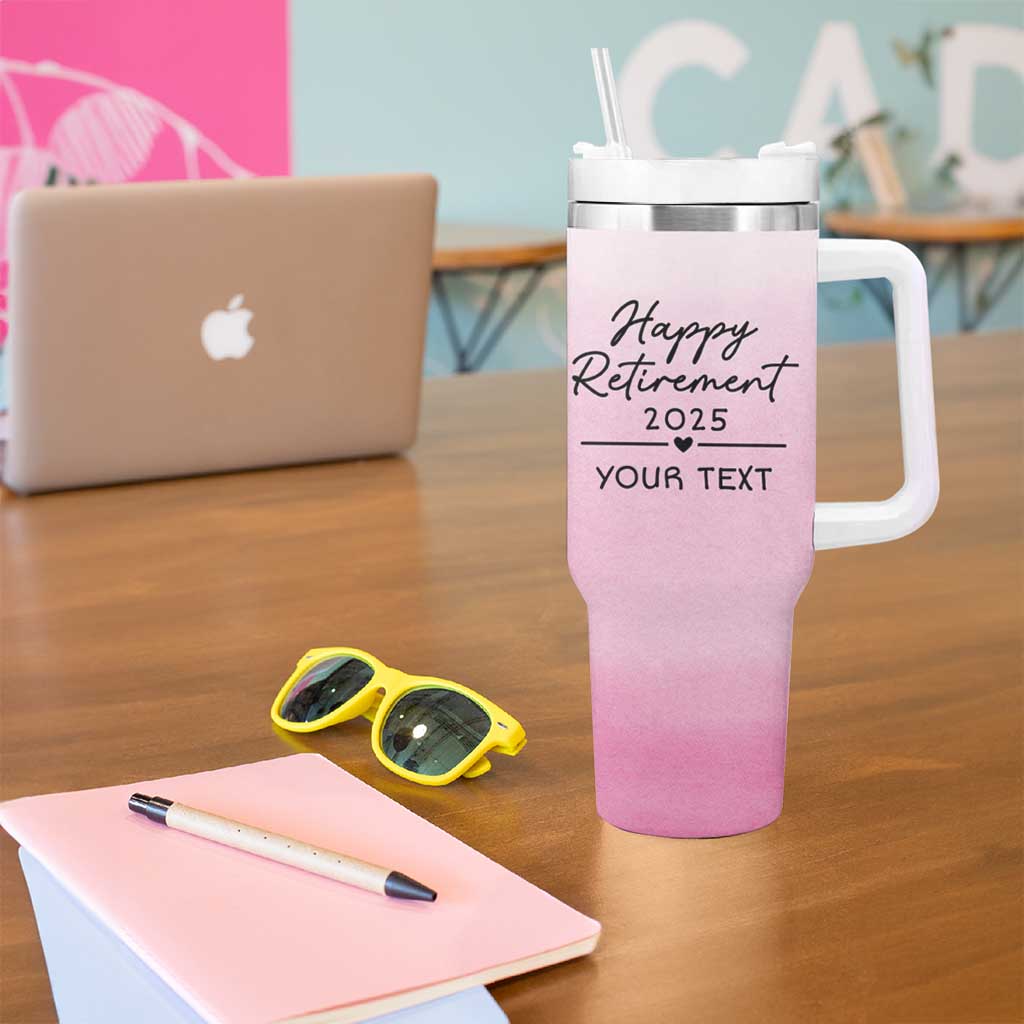 Personalized Retirement Tumbler With Handle Custom Name Officially Retired Gift For Boss Co Worker